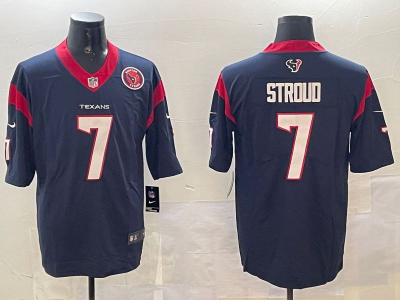 Men Houston Texans 7 Stroud Blue Second generation 2024 Nike Limited NFL Jersey style 01081